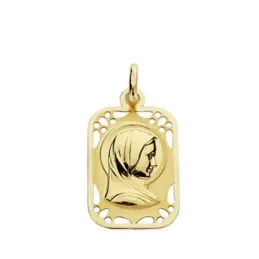 Medalla oro 18k Virgen Niña cerco calado 19mm. [AB3690]