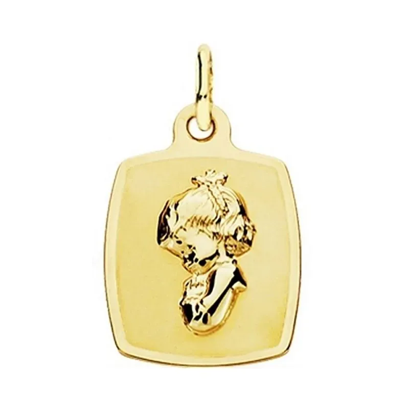 Medalla oro 18k Virgen Niña 19mm.  [AB3780]