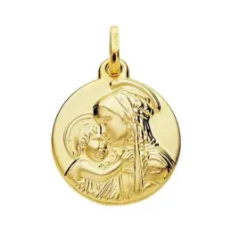 Medalla oro 18k Madre con Niño 18mm. [AB3792]