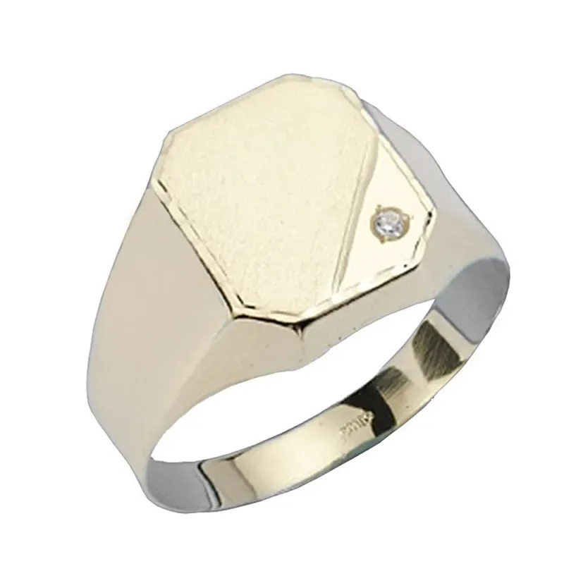 Sello oro 9k caballero circonita hueco [AB3859]