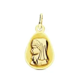 Medalla oro 9k lágrima Virgen Niña 17mm. [AB3225GR]