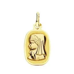Medalla oro 9k rectangular Virgen Niña 17mm. [AB3226GR]