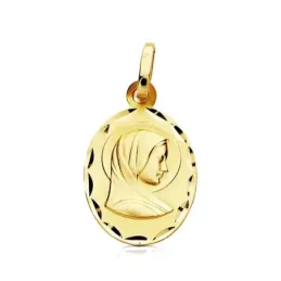 Medalla oro 9k óvalo Virgen María Francesa 17mm. [AB3244GR]