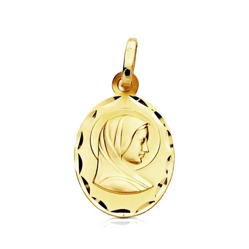 Medalla oro 9k óvalo Virgen María Francesa 17mm. [AB3244GR]