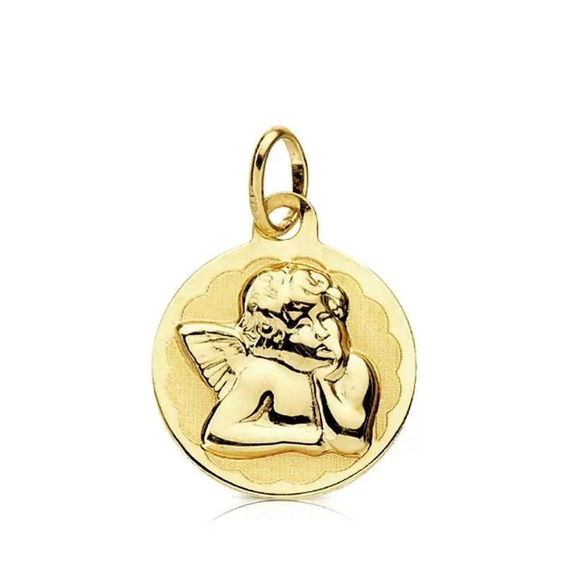 Medalla oro 9k Ángel burlón 14mm. [AB3247GR]