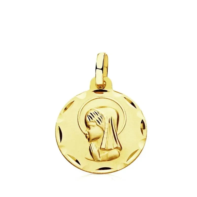 Medalla oro 9k Virgen Niña 14mm. [AB3286GR]