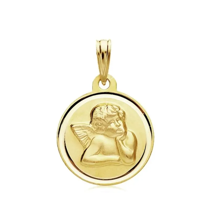 Medalla oro 18k escapulario Ángel 16mm. [AB3427GR]