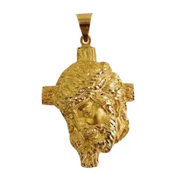 Cabeza rostro Cristo oro 18k cruz 40mm. [AA2445]