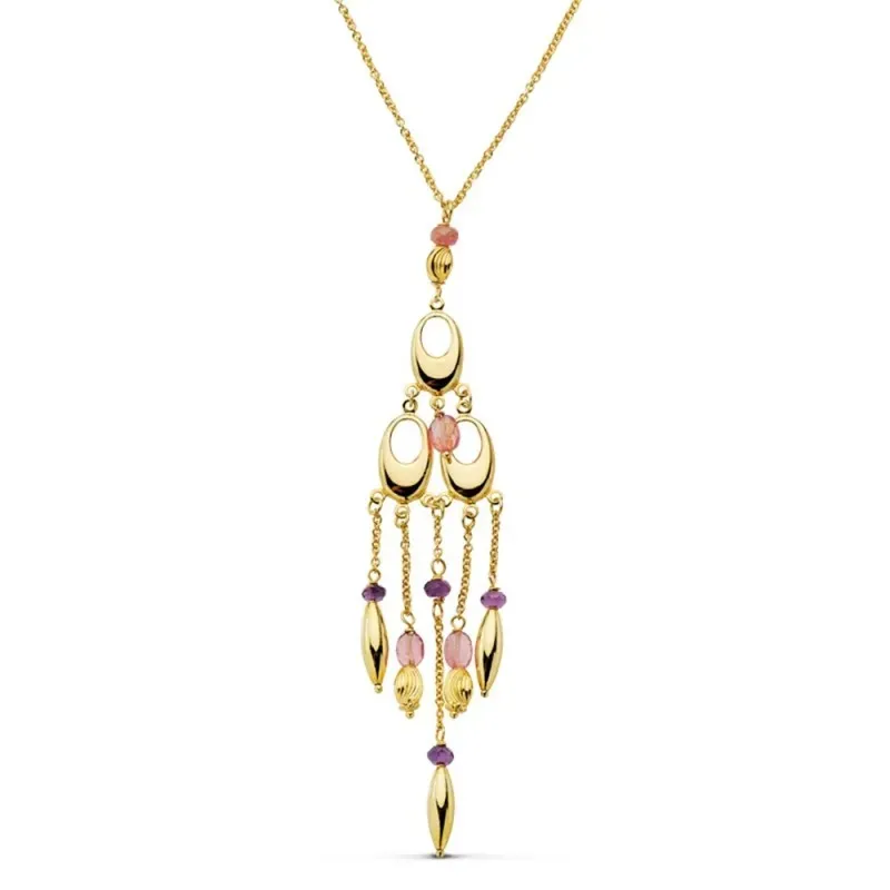 Gargantilla oro 18k cadenita piedras [AB4186]