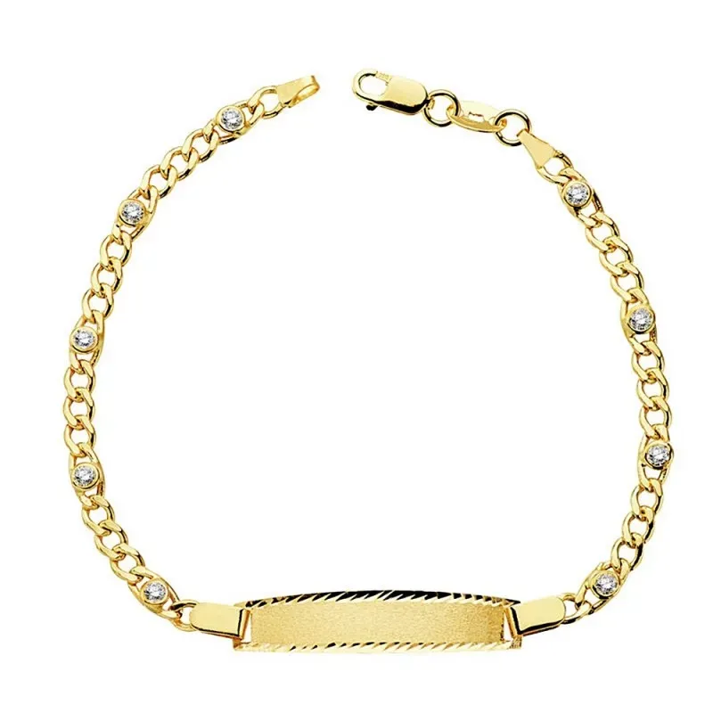 Esclava oro 18k hueca circonitas. 17cm. [AB4188GR]