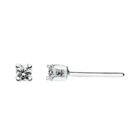 Pendientes oro blanco 18k diamantes garras 0,11ct. [AB4191]