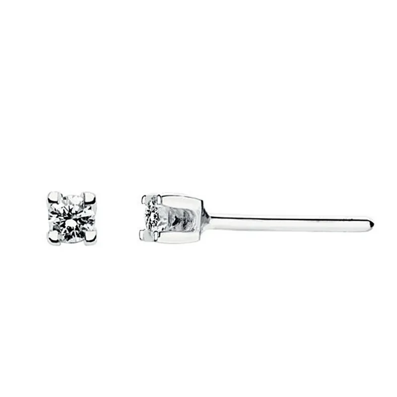 Pendientes oro blanco 18k diamantes garras 0,11ct. [AB4191]