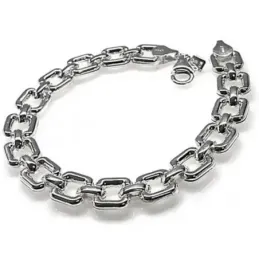 Pulsera plata Ley 925m estampada cuadros [AB4342]