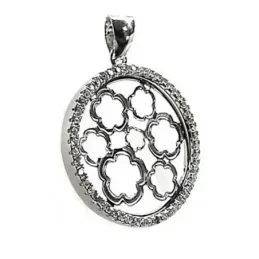 Colgante plata Ley 925m rodiado motivos flores caladas [AB4447]
