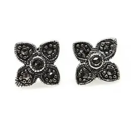 Pendientes plata Ley 925m motivo flor piedras marquesitas [AB4508]