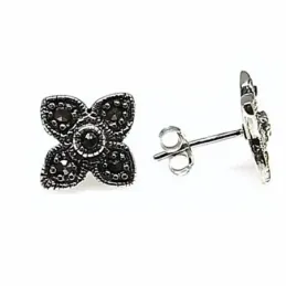 Pendientes plata Ley 925m motivo flor piedras marquesitas [AB4508]