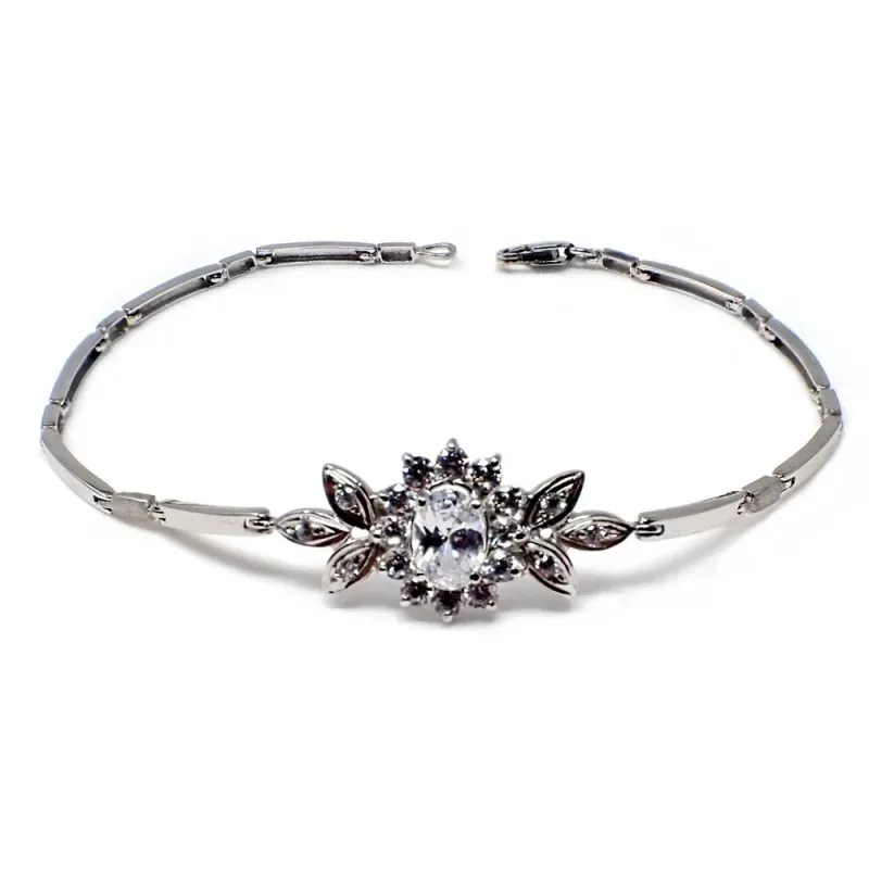 Pulsera oro blanco 18k circonitas [AB4579]
