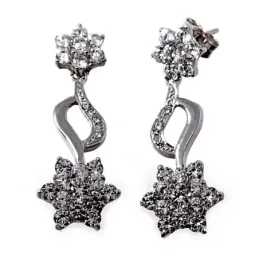 Pendientes oro blanco 18k  motivo flor circonitas [AB4580]