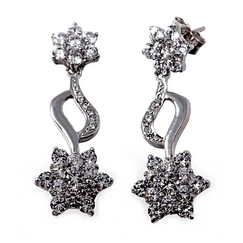 Pendientes oro blanco 18k  motivo flor circonitas [AB4580]