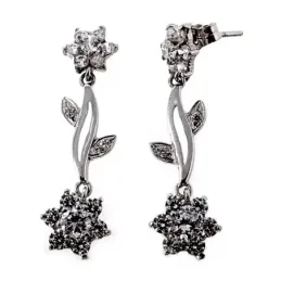 Pendientes oro blanco 18k motivo flor circonitas [AB4586]