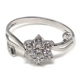Sortija oro blanco 18k motivo flor circonitas [AB4587]