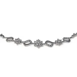 Gargantilla oro blanco 18k motivo flor circonitas [AB4870]