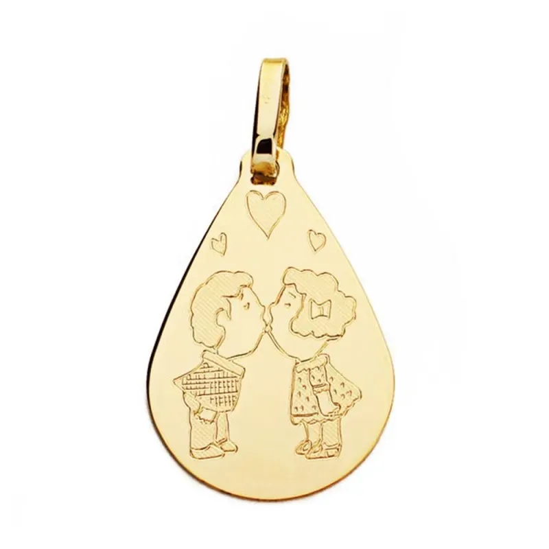 Medalla oro 18k gota pareja 21mm. [AB4641GR]
