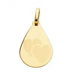 Medalla oro 18k gota corazones 21mm. [AB4643GR]