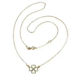 Colgante gargantilla oro 18k corazones cuatrebol 12mm. 45cm. [AB4656]