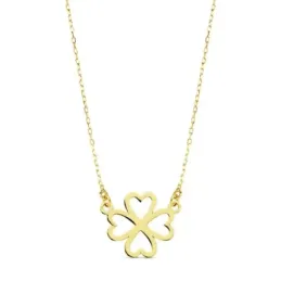 Colgante gargantilla oro 18k corazones cuatrebol 12mm. 45cm. [AB4656]