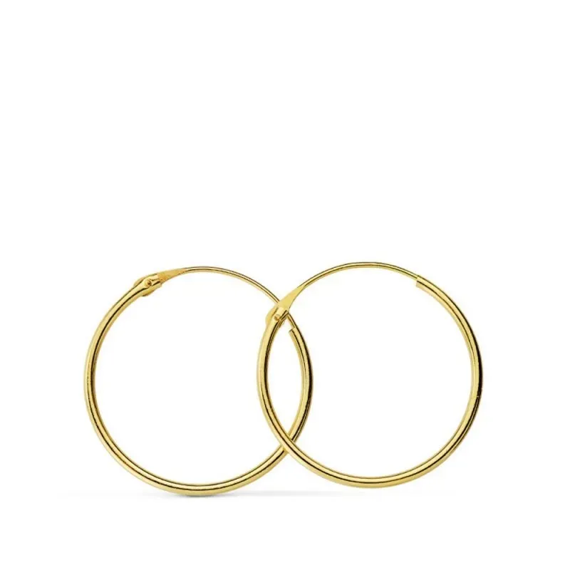 Pendientes oro 18k aros tubos huecos 16mm. [AB4668]