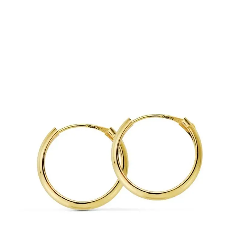 Pendientes oro 18k aros media caña lisos ligeros 12mm. [AB4679]
