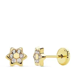 Pendientes oro 18k estrella 5mm. circonitas [AB4712]