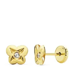 Pendientes oro 18k mariposa 6mm. centro circonita [AB4717]