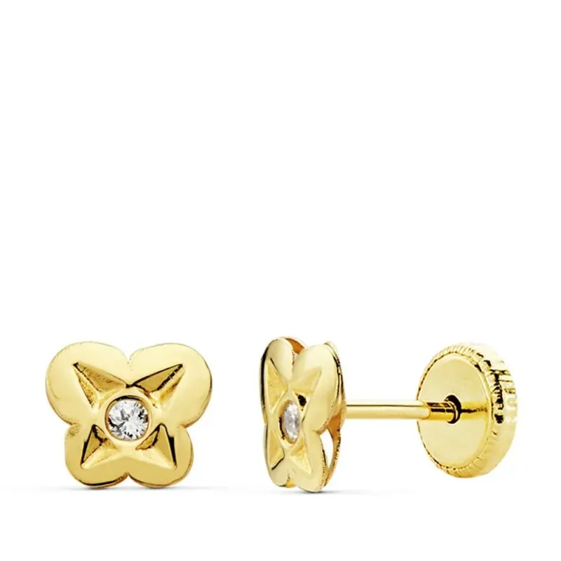 Pendientes oro 18k mariposa 6mm. centro circonita [AB4717]