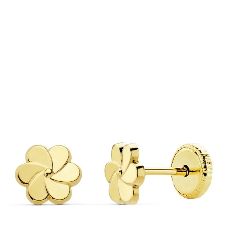 Pendientes oro 18k flor pétalos 6mm. [AB4720]