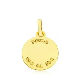 Medalla oro 18k horóscopo Piscis 13mm. signo zodiaco [AB4783]