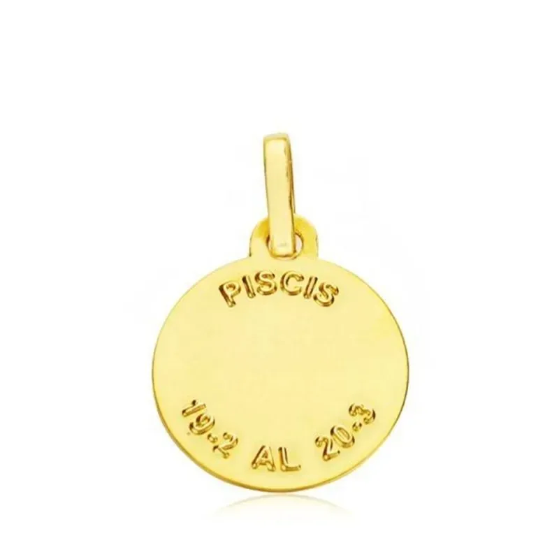 Medalla oro 18k horóscopo Piscis 13mm. signo zodiaco [AB4783GR]