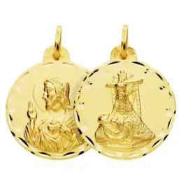 Medalla oro 18k escapulario C. Jesús Virgen Angustias 26mm. [AB4788]