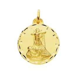 Medalla oro 18k escapulario C. Jesús Virgen Angustias 24mm. [AB4789]