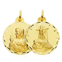 Medalla oro 18k escapulario C. Jesús Virgen Angustias 24mm. [AB4789]