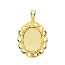 Colgante oro 18k chapa cerco oval calado 32mm.  [AB4793GR]