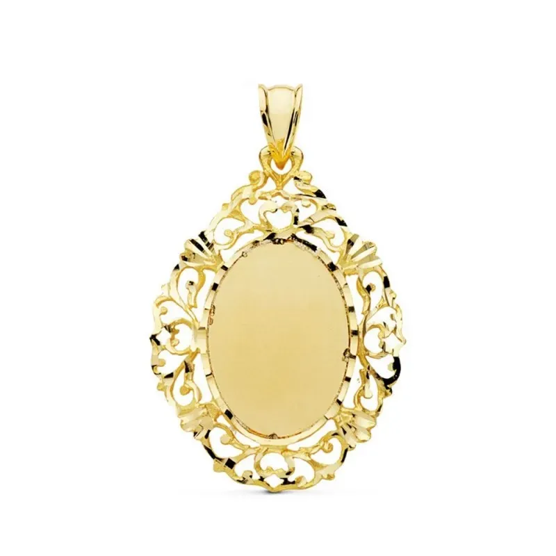 Colgante oro 18k chapa cerco oval calado 36mm.  [AB4794GR]