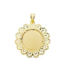 Colgante oro 18k chapa cerco redondo calado 30mm.  [AB4795GR]