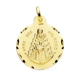 Medalla oro 18k Virgen Rocío 24mm. cerco tallado [AB4813]