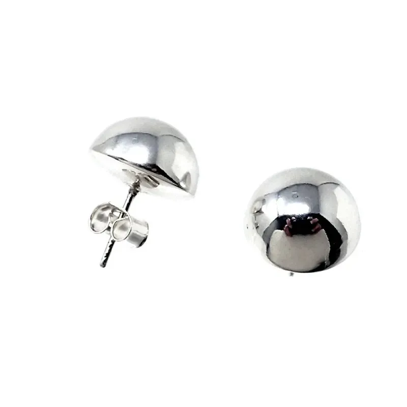 Pendientes plata Ley 925m lisos media bola 14 mm. [AB5517]