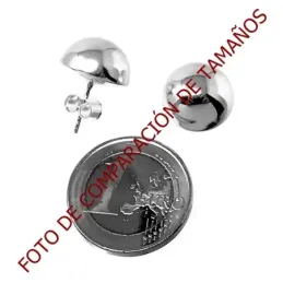 Pendientes plata Ley 925m lisos media bola 14 mm. [AB5517]