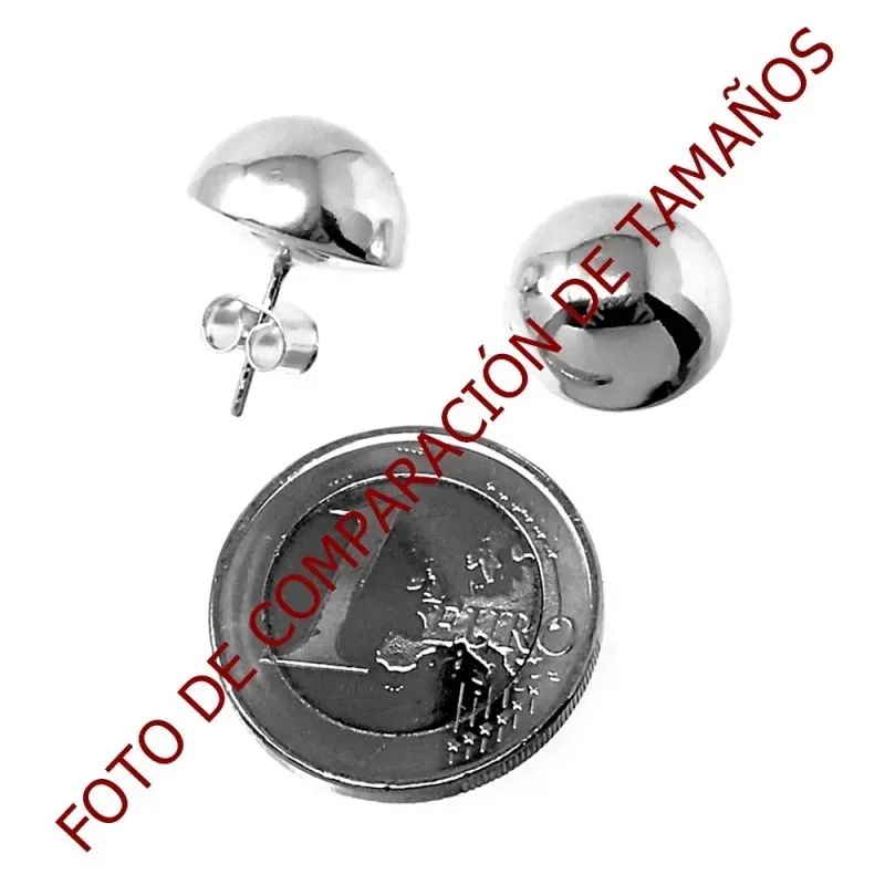 Pendientes plata Ley 925m lisos media bola 14 mm. [AB5517]