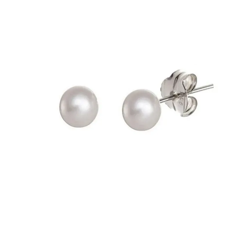 Pendientes plata Ley 925m bola 7mm. perla sintética [AB5232]