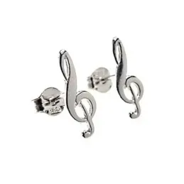 Pendientes plata Ley 925m clave Sol 15mm. liso [AB5298]